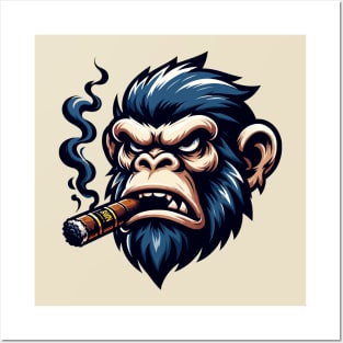 Ape smoking cigar Posters and Art